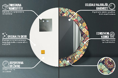 Espelho decorativo redondo Floral étnico