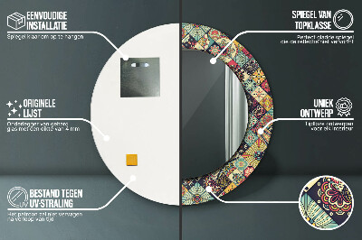 Espelho decorativo redondo Floral étnico