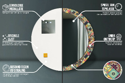 Espelho decorativo redondo Floral étnico