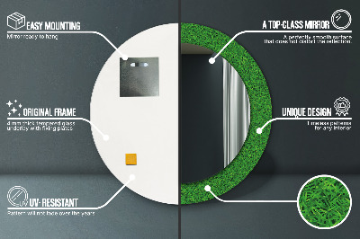 Espelho redondo decorativo grama verde