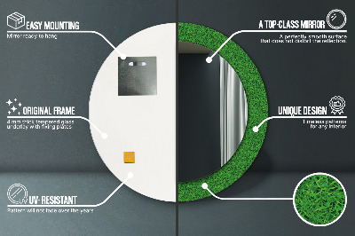 Espelho redondo decorativo grama verde