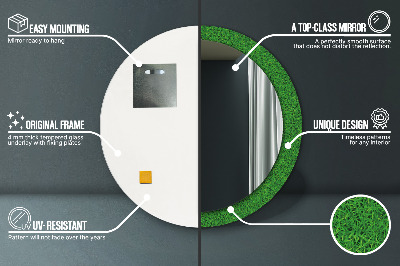 Espelho redondo decorativo grama verde