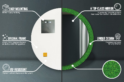 Espelho redondo decorativo grama verde