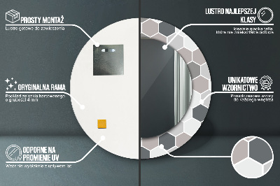 Espelho decorativo redondo Padrão hexagonal