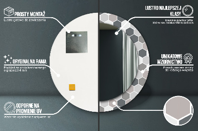 Espelho decorativo redondo Padrão hexagonal