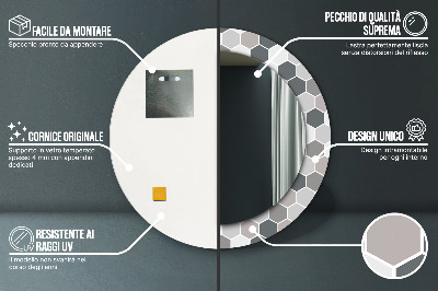 Espelho decorativo redondo Padrão hexagonal