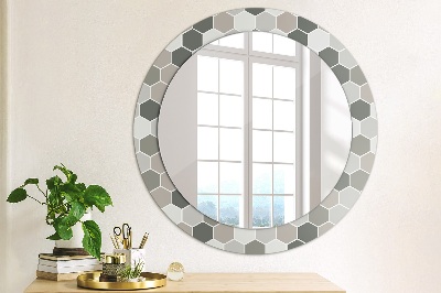 Espelho decorativo redondo Padrão hexagonal