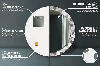 Espelho decorativo redondo Padrão hexagonal