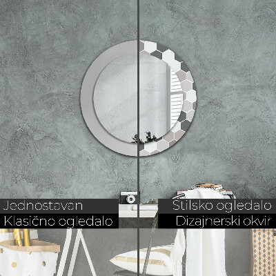Espelho decorativo redondo Padrão hexagonal