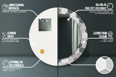 Espelho decorativo redondo Padrão hexagonal