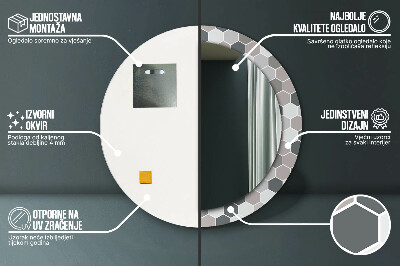 Espelho decorativo redondo Padrão hexagonal