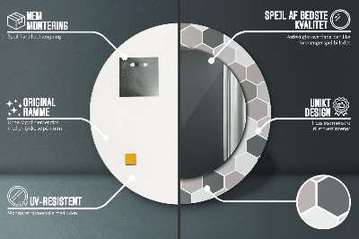 Espelho decorativo redondo Padrão hexagonal