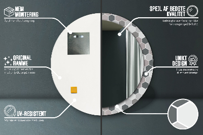 Espelho decorativo redondo Padrão hexagonal