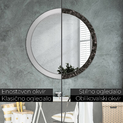 Espelho redondo decorativo Mármore preto