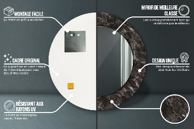 Espelho redondo decorativo Mármore preto