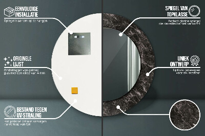 Espelho redondo decorativo Mármore preto