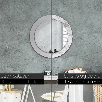 Espelho decorativo redondo Mármore branco