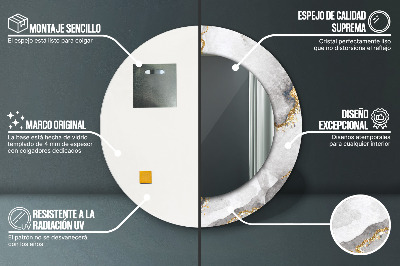 Espelho redondo decorativo Mármore branco dourado