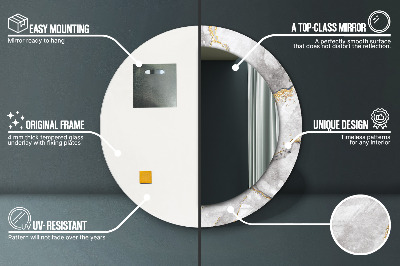 Espelho redondo decorativo Mármore branco dourado