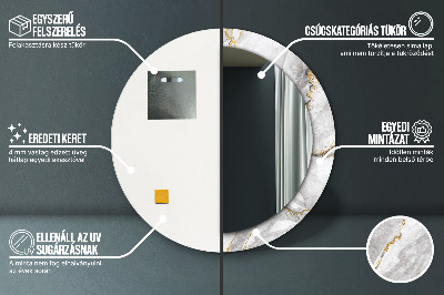 Espelho redondo decorativo Mármore branco dourado