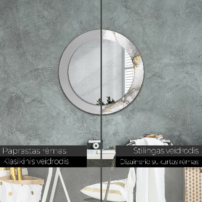 Espelho redondo decorativo Mármore branco dourado