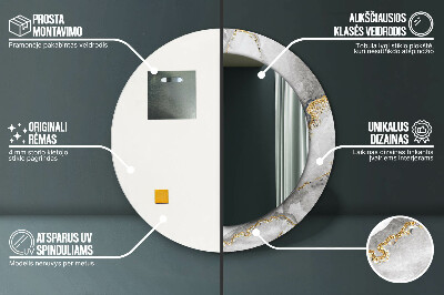 Espelho redondo decorativo Mármore branco dourado