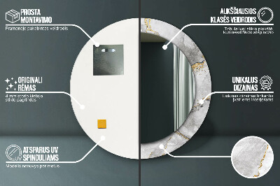 Espelho redondo decorativo Mármore branco dourado