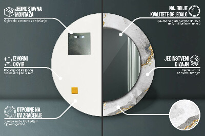 Espelho redondo decorativo Mármore branco dourado