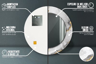 Espelho redondo decorativo Mármore branco dourado