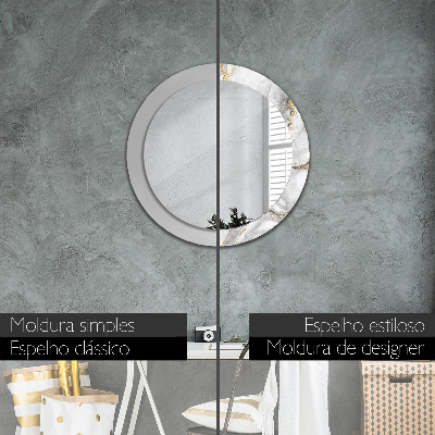 Espelho redondo decorativo Mármore branco dourado