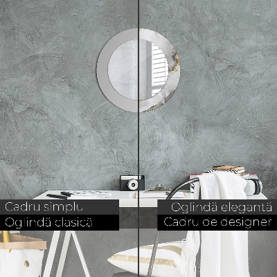 Espelho redondo decorativo Mármore branco dourado