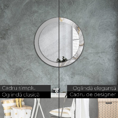 Espelho redondo decorativo Mármore branco dourado