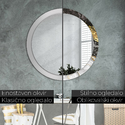 Espelho decorativo redondo Mármore e ouro