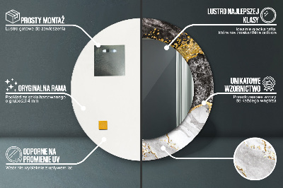 Espelho decorativo redondo Mármore e ouro