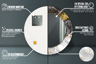 Espelho decorativo redondo Mármore e ouro