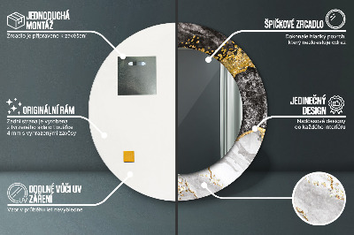 Espelho decorativo redondo Mármore e ouro