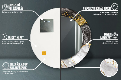 Espelho decorativo redondo Mármore e ouro