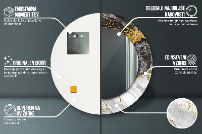 Espelho decorativo redondo Mármore e ouro