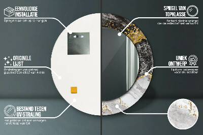 Espelho decorativo redondo Mármore e ouro