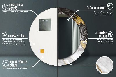 Espelho decorativo redondo Mármore e ouro