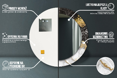 Espelho decorativo redondo Mármore e ouro