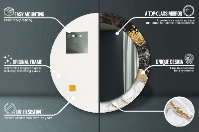 Espelho decorativo redondo Mármore e ouro