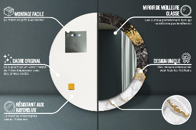 Espelho decorativo redondo Mármore e ouro