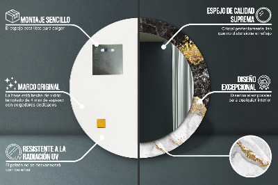 Espelho decorativo redondo Mármore e ouro