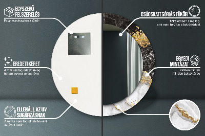 Espelho decorativo redondo Mármore e ouro