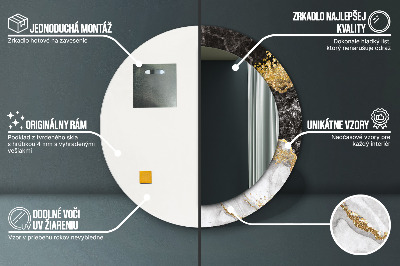 Espelho decorativo redondo Mármore e ouro