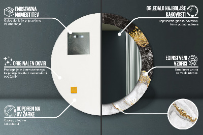 Espelho decorativo redondo Mármore e ouro