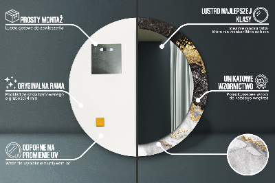 Espelho decorativo redondo Mármore e ouro