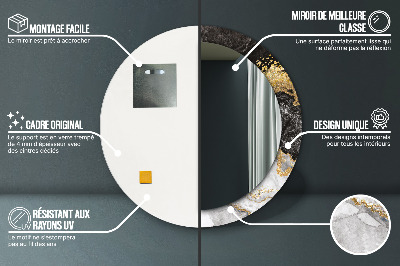 Espelho decorativo redondo Mármore e ouro