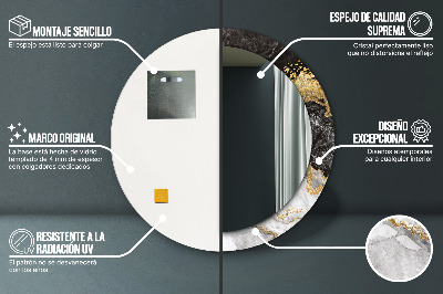 Espelho decorativo redondo Mármore e ouro